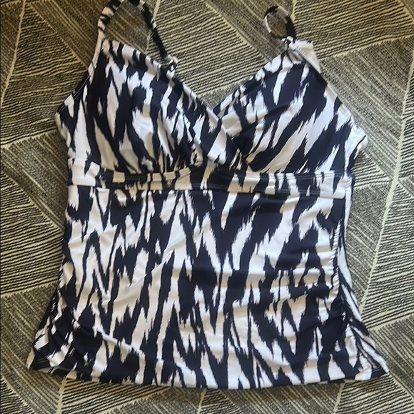 Anne Cole Dark blue and White Patterned Swim Bra - Picture 3 of 15